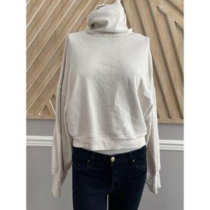 AGOLDE Balloon Sleeve White Turtleneck Sweatshirt